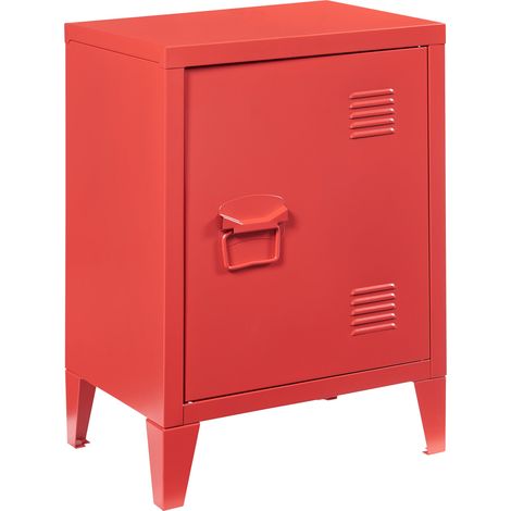 Comodino comodino cassettiera mobile contenitore 57 x 40 x 30 cm acciaio laminato rosso 030011016