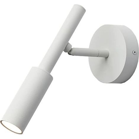 Applique murale décorative industrielle LED 7 W orientable en métal, 3000 K blanc chaud, pour salon, chambre ou couloir,Blanc (1/5)