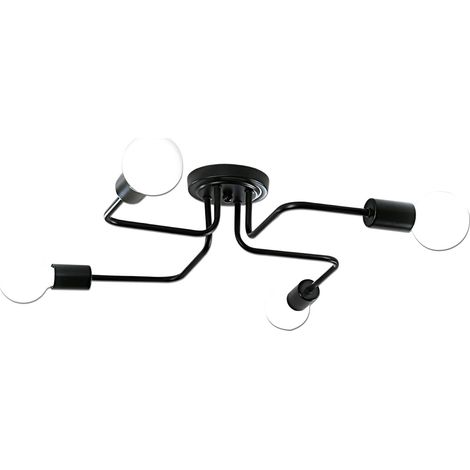 Plafonnier Cuisine - 4 Têtes Orientables - Finition Noir - Socket E27 - Pour Plans De Travail