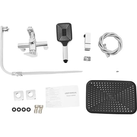 Conjunto de ducha, altura regulable, tres modos de salida de agua, gris claro. (1/2)