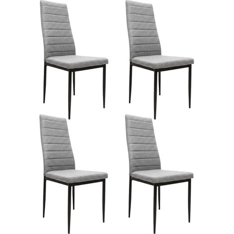 Set Sedie Imbottite Ecopelle 41x54x95 cm Cucina Soggiorno Sala Pranzo x4 tessuto grigio