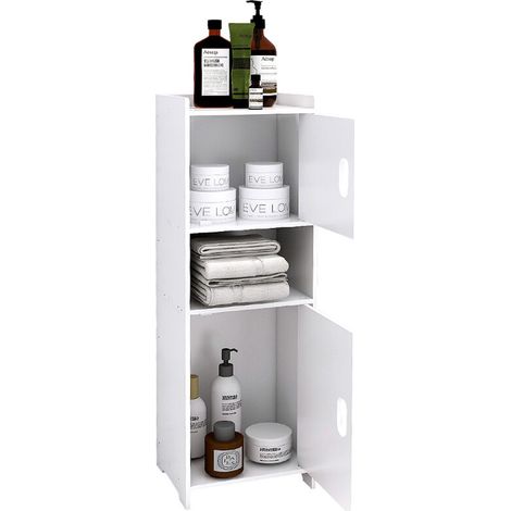 Meuble salle de bain Avec 2 portes - 24x20x72cm Blanc (1/5)