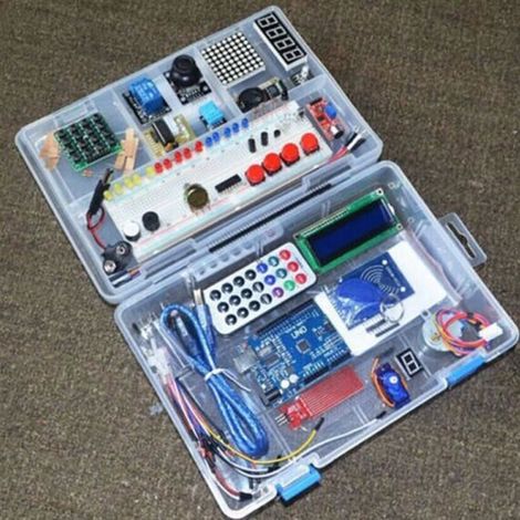 Kit di avviamento UNO R3 compatibile con Arduino, il kit di apprendimento con guida utente più completo.