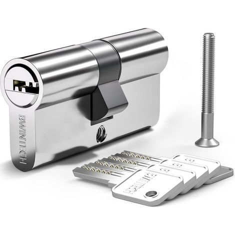 1 Pièce 50/50mm Euro Cylindre En Laiton, 100mm Clé/serrure à Cylindre à clé Avec 5 clés Horizontales En Laiton,Anti Picking,Anti Perçage,Anti Snap,Anti Bumping,Finition Chrome (1/5)