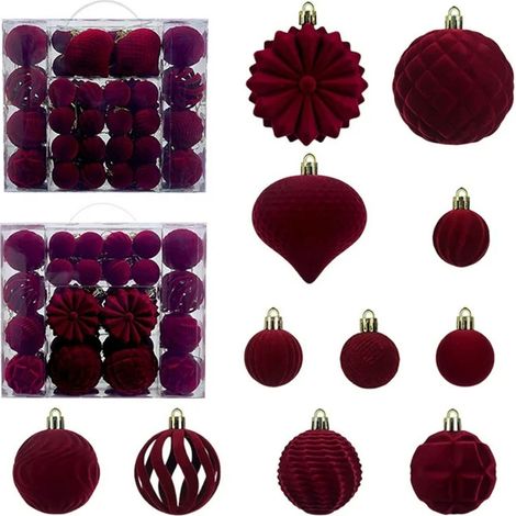 Ensemble de 48 boules de Noël en velours Boules de neige douces et résistantes Décorations de fenêtre,de mariage et de cadeaux (1/5)