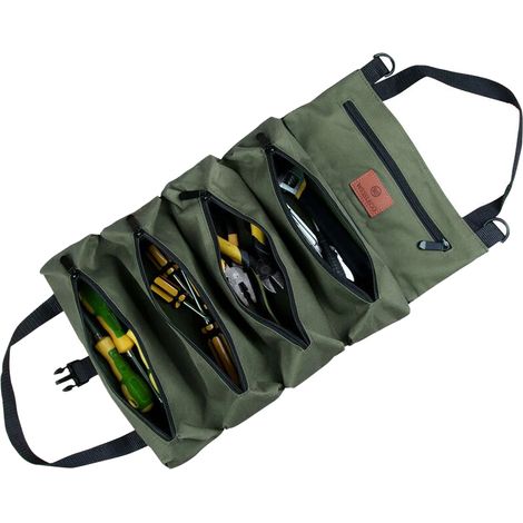Trousse À Outils - Tissu Oxford 600D - 48 X 28,5 Cm - Vert Militaire - Portable Pour Réparation Automobile Et Électricien - 1 Pièce (1/5)