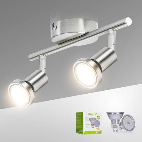 Plafonnier LED - Noname - 2 Spots Pivotants - Nickel Mat - 2800K - 12 Watts (1/4)