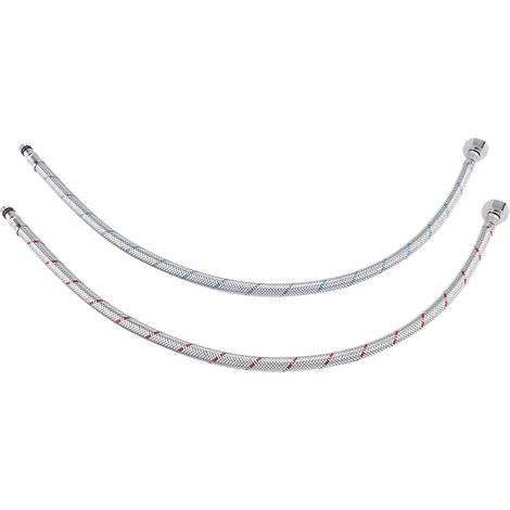 Flexible tuyau d'alimentation en acier inoxydable pour robinet, raccord 2 pièces, filetage G3/8 EU, eau chaude froide, connecteur universel. (1/5)