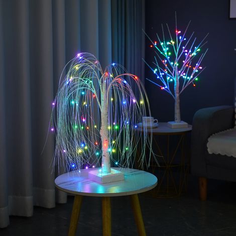 Set of 2 LED Twig Birch Christmas Tree And Willow Tree Lamps