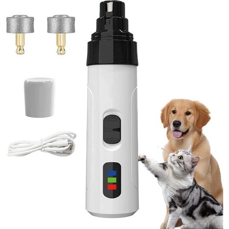 Coupe-ongles électrique professionnel pour chiens et chats, 1 jeu, pour petites, moyennes et grandes races, 2 vitesses, rechargeable, blanc.-AquaForge (1/5)