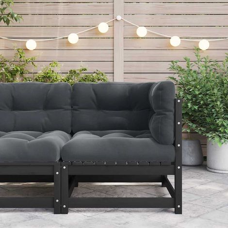 Canapé d'angle de jardin Fauteuil relax Canapé d'extérieur coussins anthracite Bois de pin massif MJU9098 (1/5)