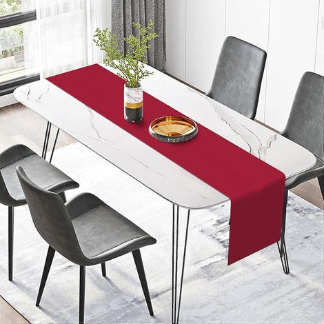 Chemin de table rouge de 183 cm de long, chemin de table en lin pour table de cuisine ou de salle à manger (1/3)