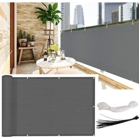 Écran d’Intimité Balcon 0,9×5m, Brise-Vue 200g/m² PEHD, Bloc UV 95%, Couverture de Clôture avec Serre-Câbles et Corde (1/5)