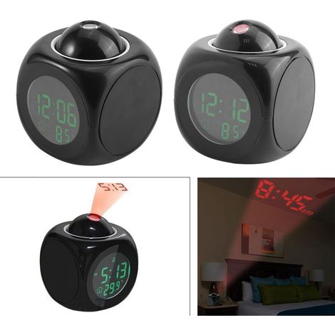 Horloge Murale Numérique avec Projection, Affichage LED, Thermomètre et Alarme Vocale (1/5)