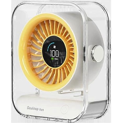 HONORNIC - Ventilateur de bureau turbo haute vitesse, mini, jaune, chargement USB, affichage numérique, mini, domestique (1/5)