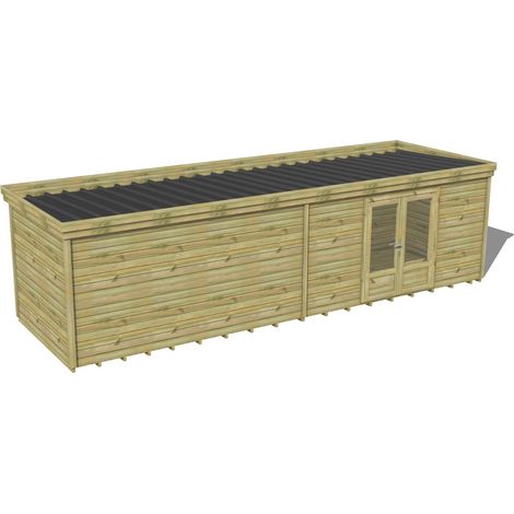 ABRI DE JARDIN bois traité 27mm, 9,1x2,6m, 24m2, Plancher