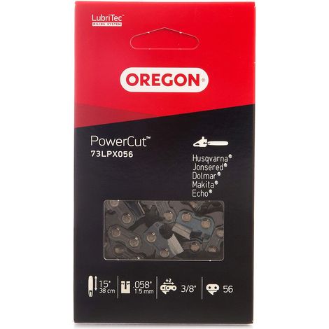 Oregon PowerCut 73LPX Catena per Motosega con Passo da .325", Calibro .058" (1,5 mm) con Taglienti Full Chisel, Barra da 38 cm (15") e 56 Maglie, Compatibile con Husqvarna e altre marche (1/4)
