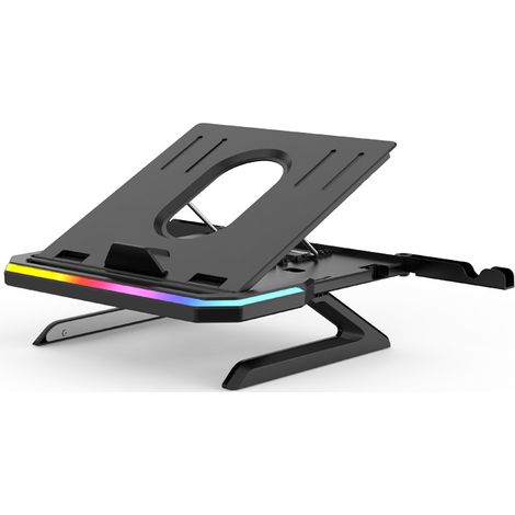 Support pour ordinateur portable, réglable en hauteur, pliable, portable, avec ventilateur, ergonomique, pour ordinateurs portables et tablettes (1/5)
