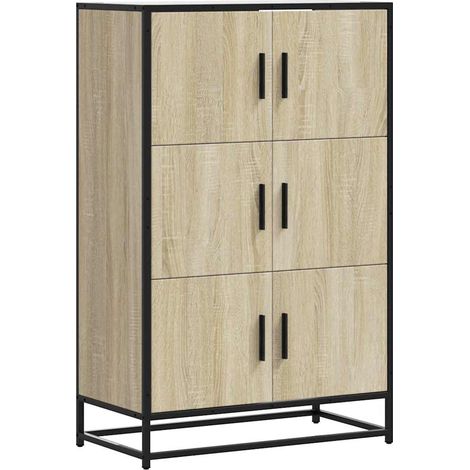 Maison La Vie - Buffet haut pour salon - Meuble de rangement chêne sonoma 68x35x106,5 cm bois ingénierie métal bu1050