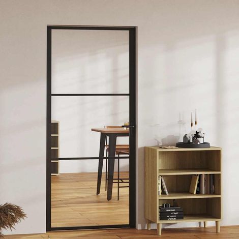 Porte intérieure ESG en verre et aluminium 93 x 201,5 cm Noir (1/5)