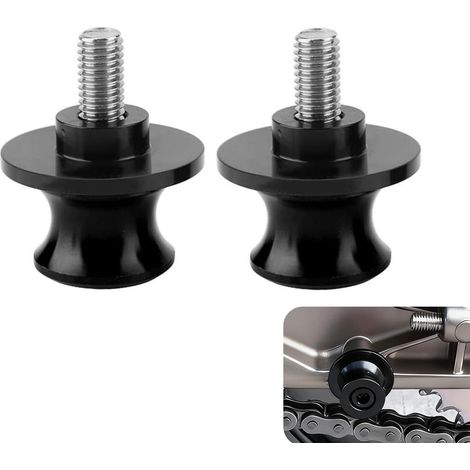 2 Pièces M8 Diabolos Moto Universels pour Béquille Arrière, Moto Bobines Bras Oscillant en Aluminium CNC Antirouille, M8 Diabolos Moto Robustes pour Levage, Protection Antichoc et Installation Facile (1/5)