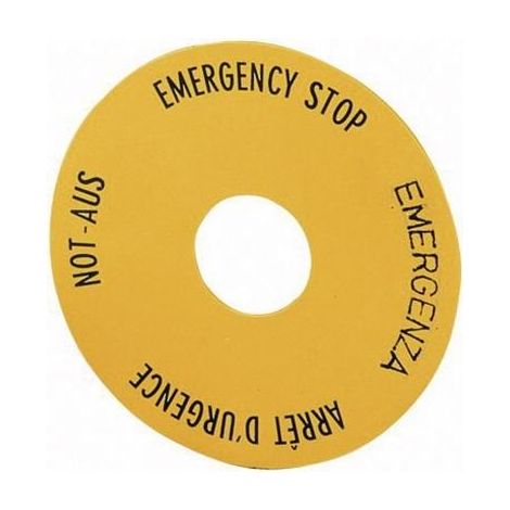 PLAQUE D'ARRÊT D'URGENCE FORME RONDE JAUNE (Ø) 60 MM EATON SRT1 058873