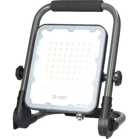 Proiettore LED in alluminio con supporto mobile 30W 6500K IP65 Grigio