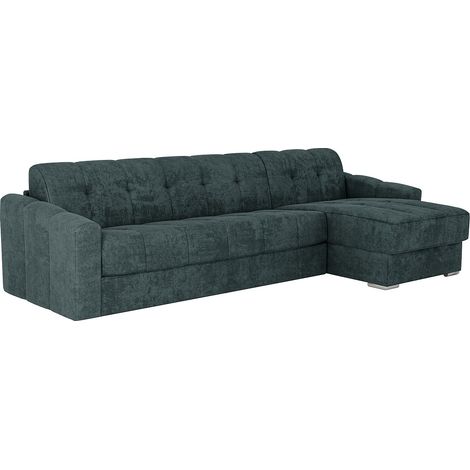 Divano letto angolare express Tessuto testurizzato Blu petrolio Posto letto 140cm Materasso 22cm memory foam - DARIELO