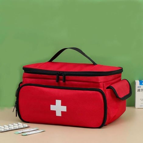 Trousse De Premiers Secours - Tissu Oxford 600D - 28x19x16cm - Maison Voyage École Camping - Rouge (1/5)