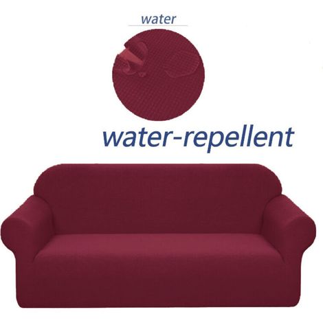 Copridivano elasticizzato, impermeabile e antigraffio per divano a 1 posto, elegante fantasia con rotoli di schiuma antiscivolo (divano a 4 posti, rosso vino) - 235-300 cm