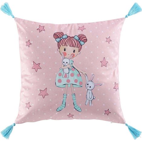 Coussin Déco Imprimé "Zoe" 40x40cm Rose (1/2)