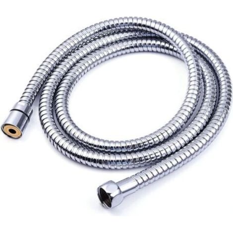 Tuyau Douche 1.5m,Premium Tuyau de Douche avec Double Protection de Torsion,Flexible et Résistant aux Plis Tuyau de Douche en Acier Inoxydable avec Chrome,Universel Taille de Connexion(Silver) (1/4)