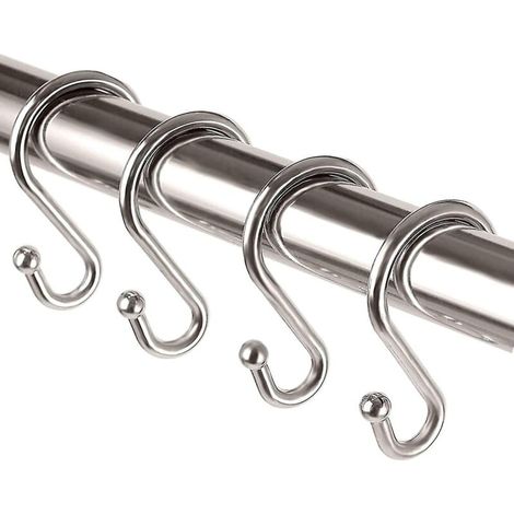 Rostfreie, S-förmige Duschvorhanghaken aus Metall für Duschvorhänge, Küchenutensilien, Kleidung und Handtücher – 24er-Pack – Nickel (1/5)