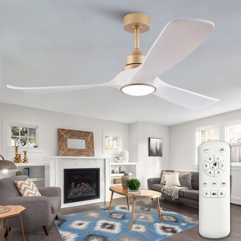 Ventilatore da soffitto con luce 52 pollici bianco oro OKMYHOME (1/5)