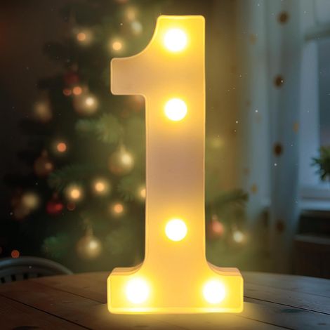 1 Lettre LED, 22 cm, Plastique ABS, Lumière Blanche Chaude, Décoration Murale ou Table, Mariage Fête Noël (1/5)