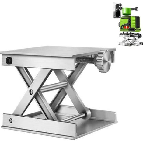 Livella laser, piattaforma elevatrice da laboratorio, altezza di sollevamento estensibile da 0 a 62 mm, argento -Crezuo