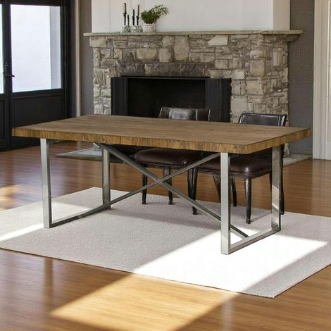 Table à manger moderne chêne acier 240 cm RIVERSIDE (1/5)