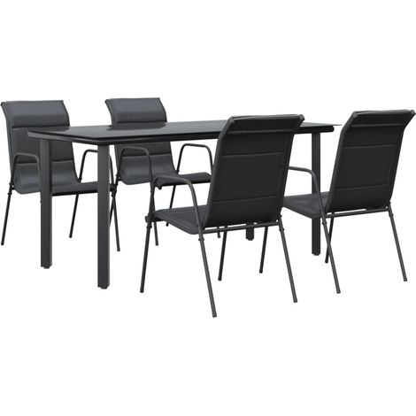 Ensemble à manger de jardin 5 pcs,Salon de jardin noir textilène et acier CFW17647 (1/5)