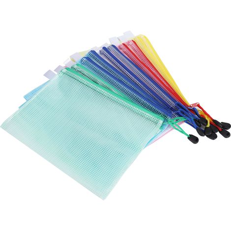 10 Pochettes de Classement A5 en Filet avec Fermeture Éclair pour Documents, Fournitures de Bureau (1/5)