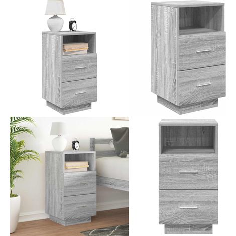 vidaXL Nachttisch mit 2 Schubladen Grau Sonoma 36x36x68 cm (1/5)