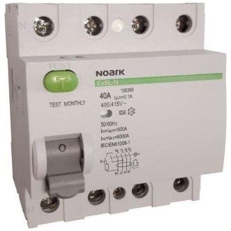 Noark Modèle Disjoncteur Différentiel Gris 40A 400V