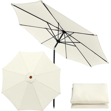 Funda de Recambio para Sombrilla, Mesa y Parasol de Mercado - 8 Varillas - 3 m - Impermeable - Anti-Ultravioleta - Beige (1/5)