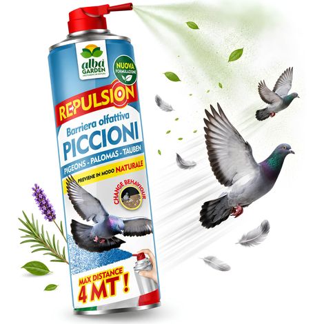 Albagarden - Repellente Piccioni - Effetto IMMEDIATO - Barriera Vegetale Olfattiva Anti Piccioni E Gabbiani - Disabituante E Dissuasore Scaccia Uccelli - Spray Gas 750 ml (1 Pezzo) (1/5)