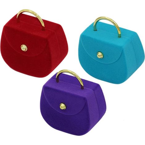 Bolso de mano con forma de caja de joyería, color rojo aterciopelado, 3 piezas. (1/5)