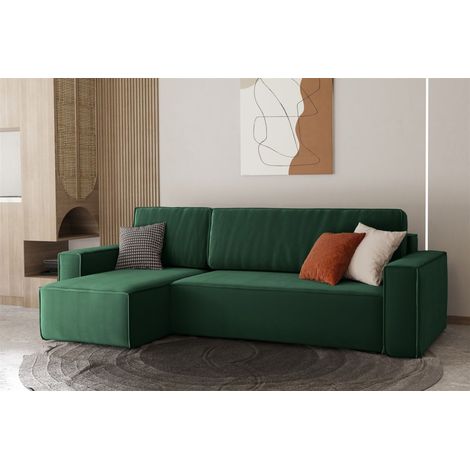 Ecksofa Schlafsofa Sofa MARIS Stoff Grün Ottomane Links (1/4)