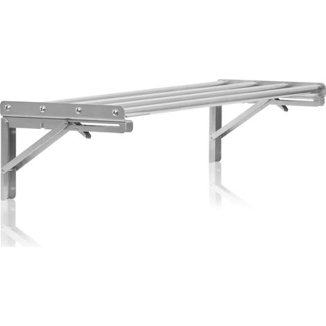 Mahlzeit Edelstahl Wandregal Stangendesign, 90 x 30 cm, Küchenregal, Klappbar, Silber, Wandmontage (1/5)