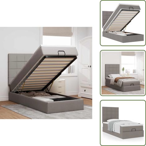 Almacenamiento debajo de la cama - vidaXL Cama otomana con colchón topo 90x200 cm tela - Cama con mecanismo hidráulico