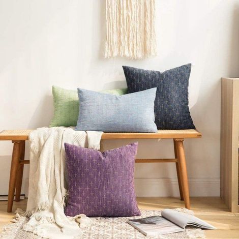 Taie D'Oreiller - Polyester Texturé Rustique - 45 × 45 Cm - Style Vintage Moderne - Lot De 2 (1/5)