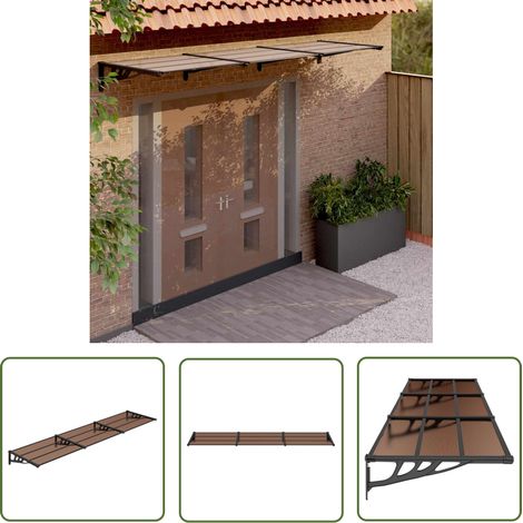 The Living Store Auvent de porte Noir 358,5x90 cm Polycarbonate - Auvent De Porte - Abri Porte - Protection Contre La Pluie - Store D'entrée - Protection Solaire (1/5)