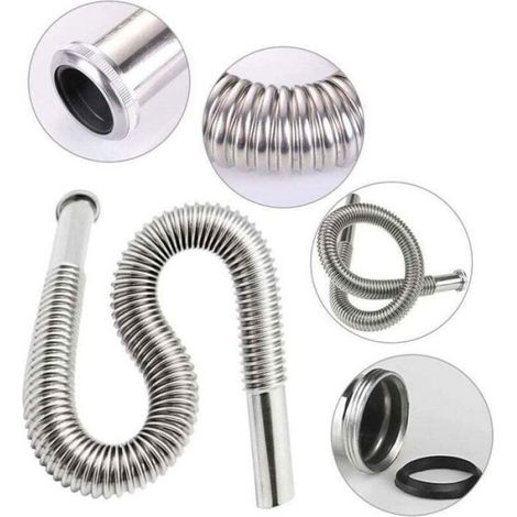 Siphon Flexible - Acier Inoxydable - Pour Lavabo Salle De Bain Cuisine - Diamètre 32 mm - Longueur 740 mm (1/4)